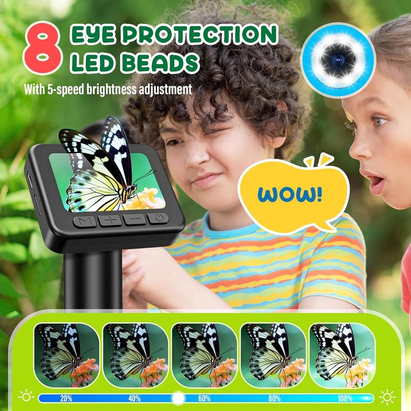 IMICHI Microscope for Kids 50X-1000X Magnification- 2 inch IPS HD Screen, 32GB storage Card, 1080P Video, 2-Hour Battery Life, Easy Carry, Slides Included - Perfect Science Kit Gift for Kids Ages 8-12 - Image 4
